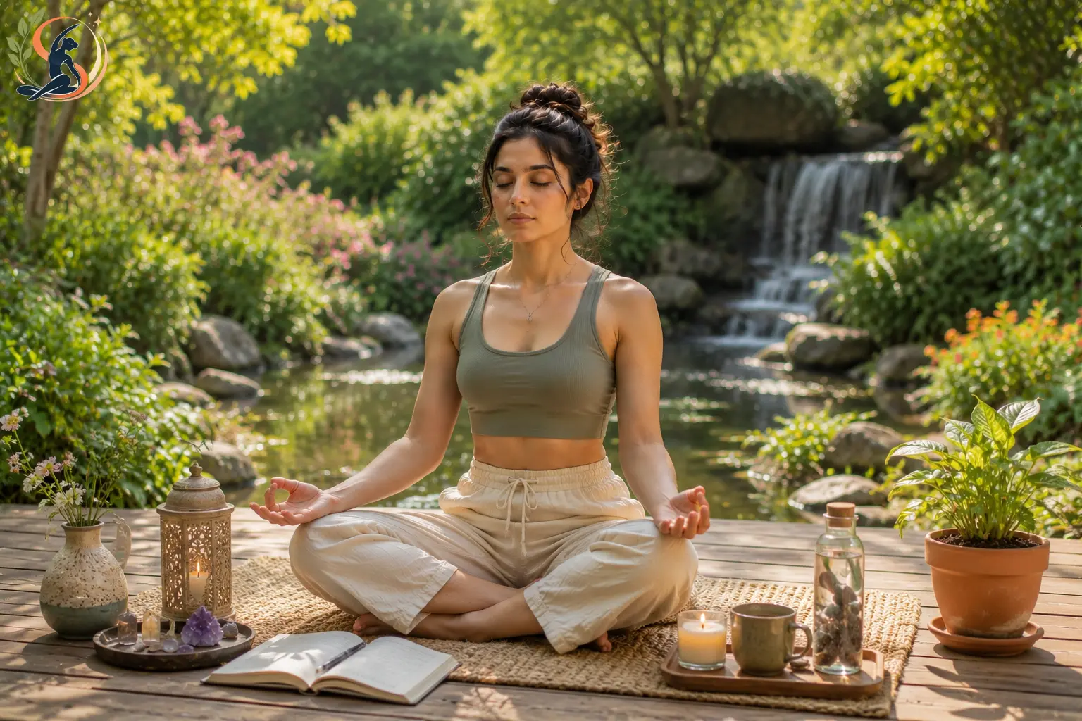 Person sitting in a calm space during a daily meditation practice with candles nearby