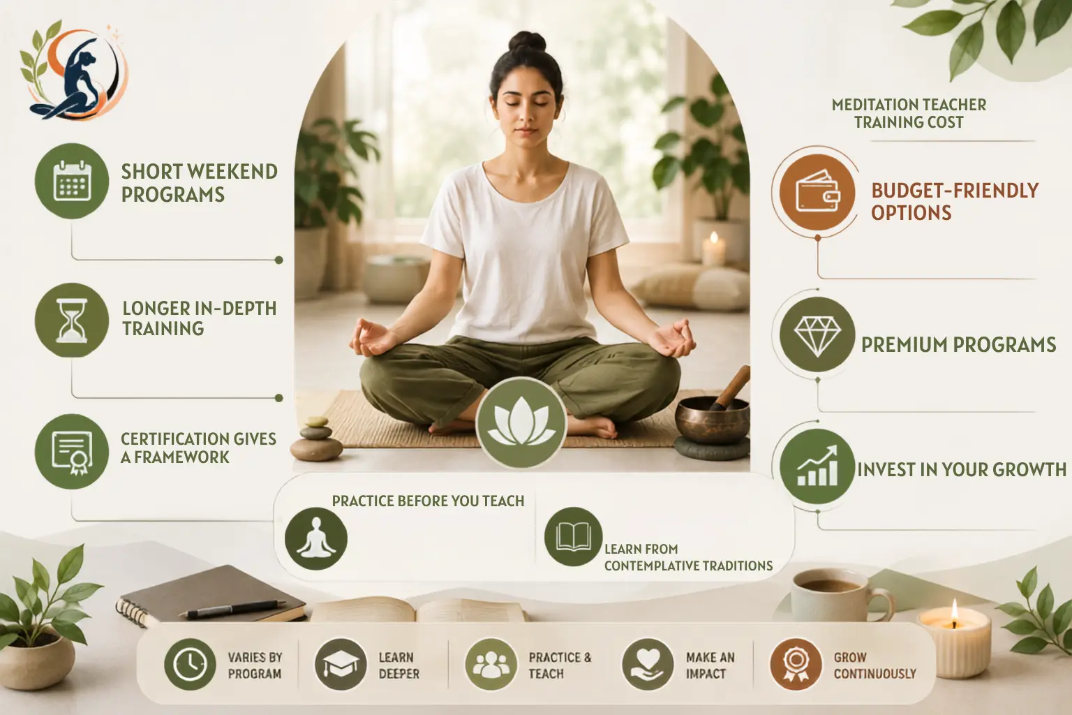 Meditation student completing a teacher training program and certification course