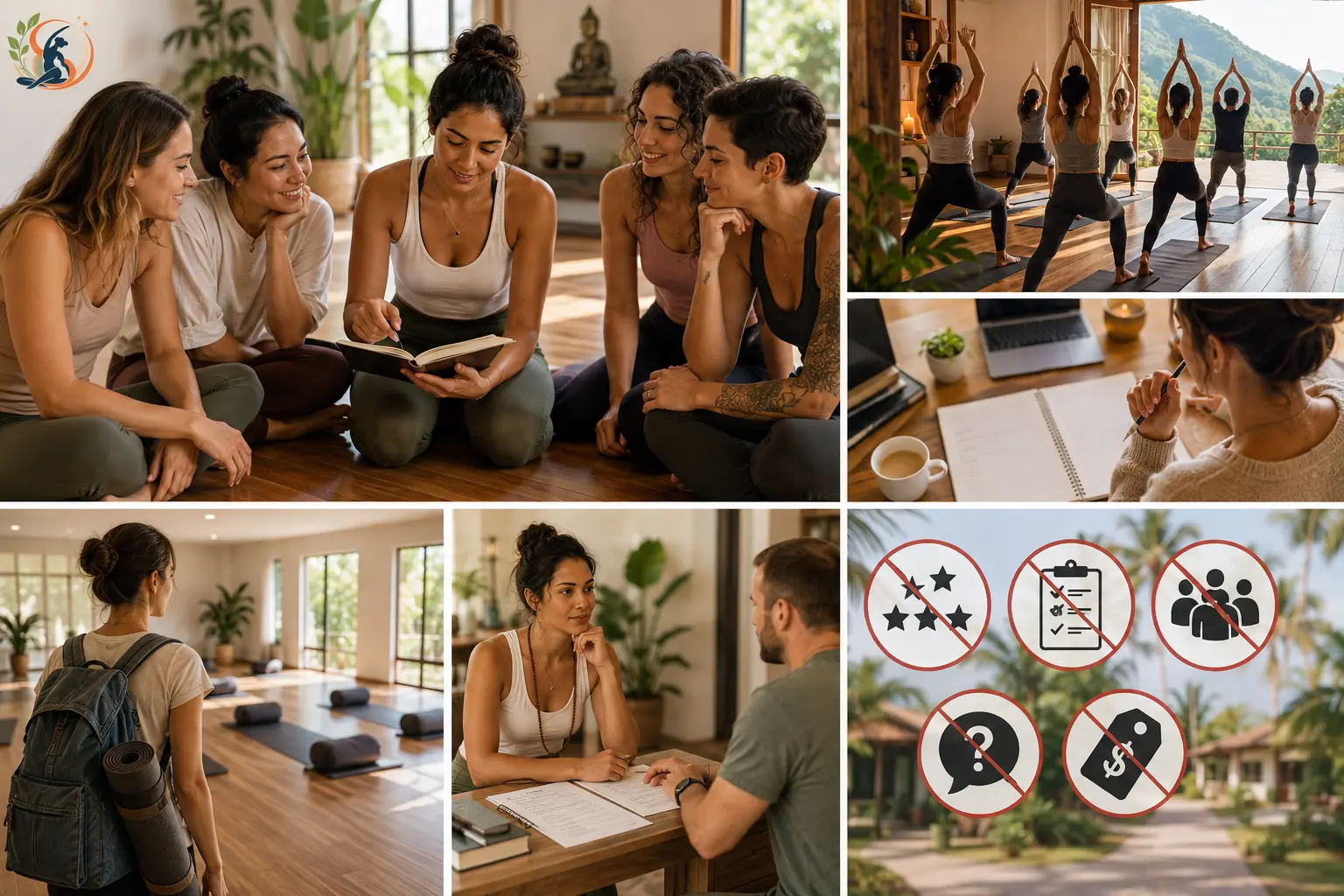 Diverse group of yoga practitioners considering a 200 hour yoga training program