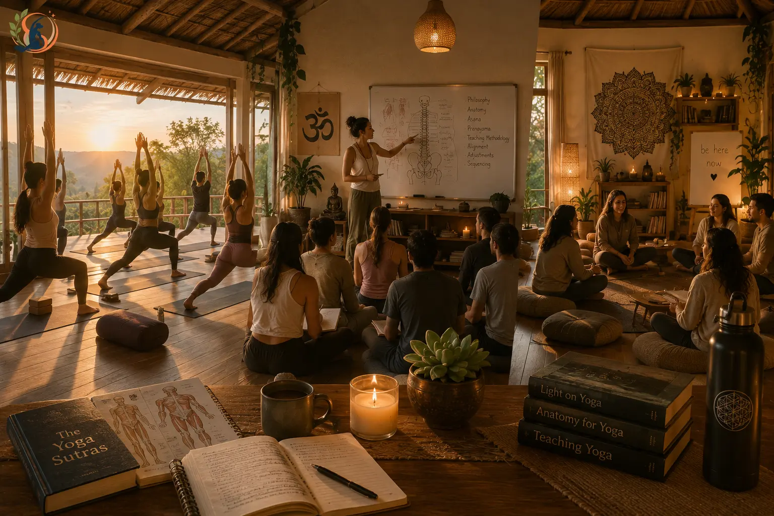 Sunrise yoga practice showing a typical day during 200 hour yoga training