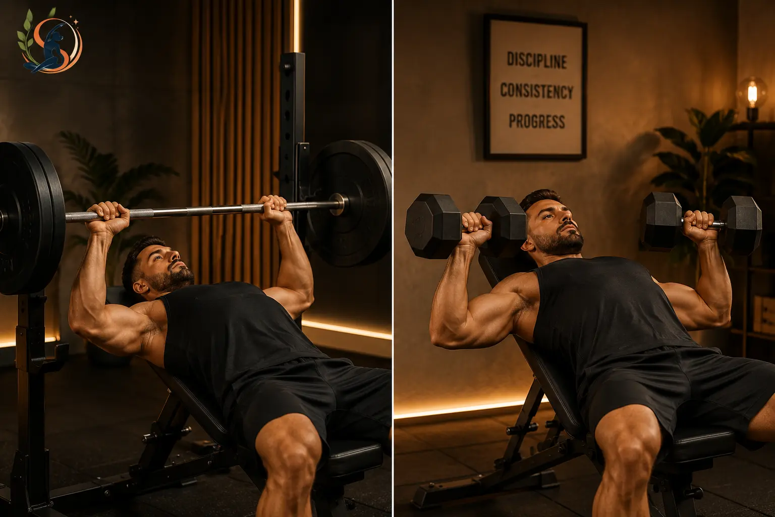 Comparison of barbell bench press versus dumbbell chest press grip