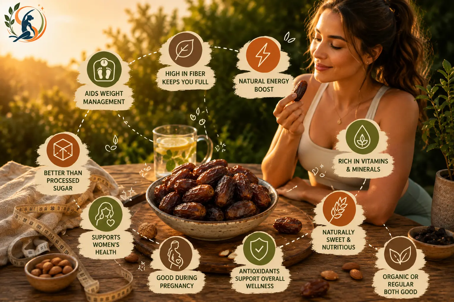 Woman enjoying dates as a nutritious snack for weight management