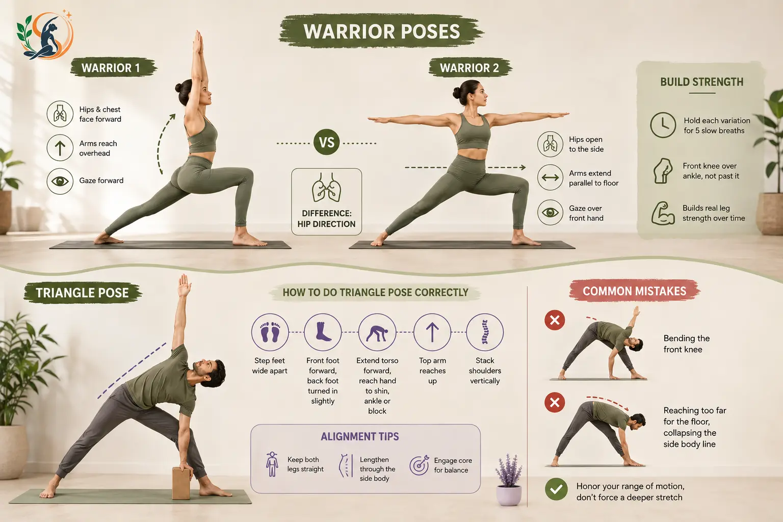 Person holding warrior 2 yoga pose with arms extended