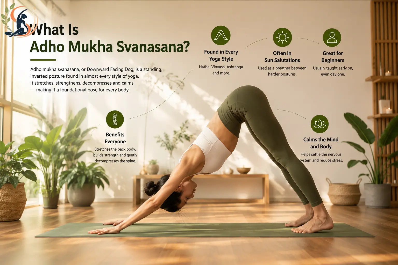 Woman practicing Adho Mukha Svanasana or downward facing dog yoga pose