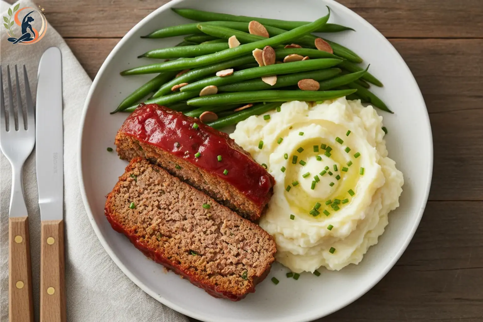 A balanced serving of lean meatloaf with vegetables as part of a weight-loss friendly dinner.