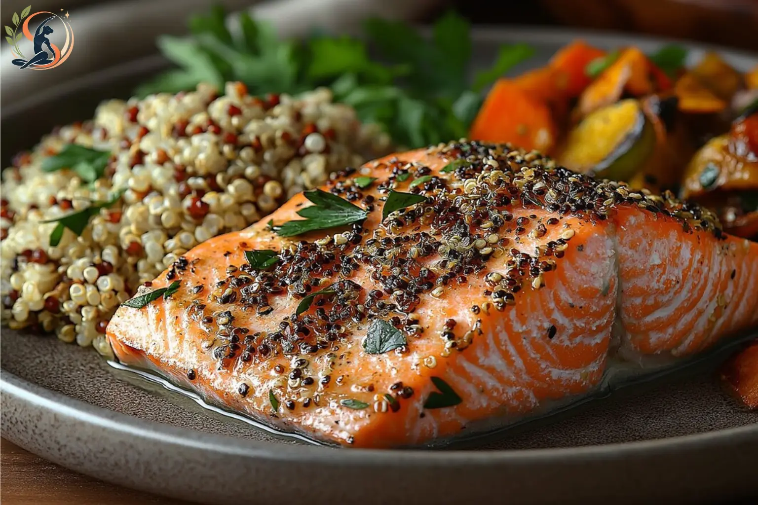 Tuna and salmon meal prep with portioned containers, vegetables, grains and healthy ingredients prepared for the week