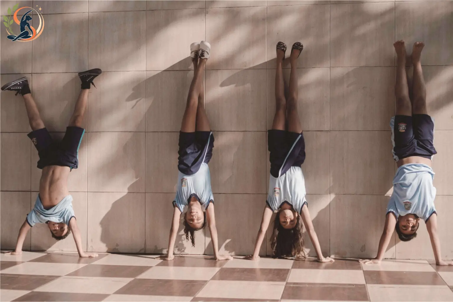 Intermediate yoga poses for groups of four people