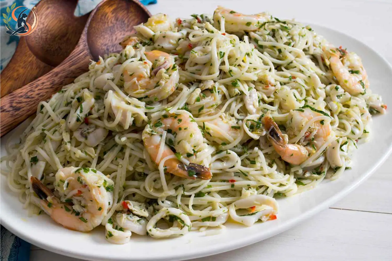Healthy seafood pasta recipes with shrimp, salmon, vegetables and whole wheat pasta