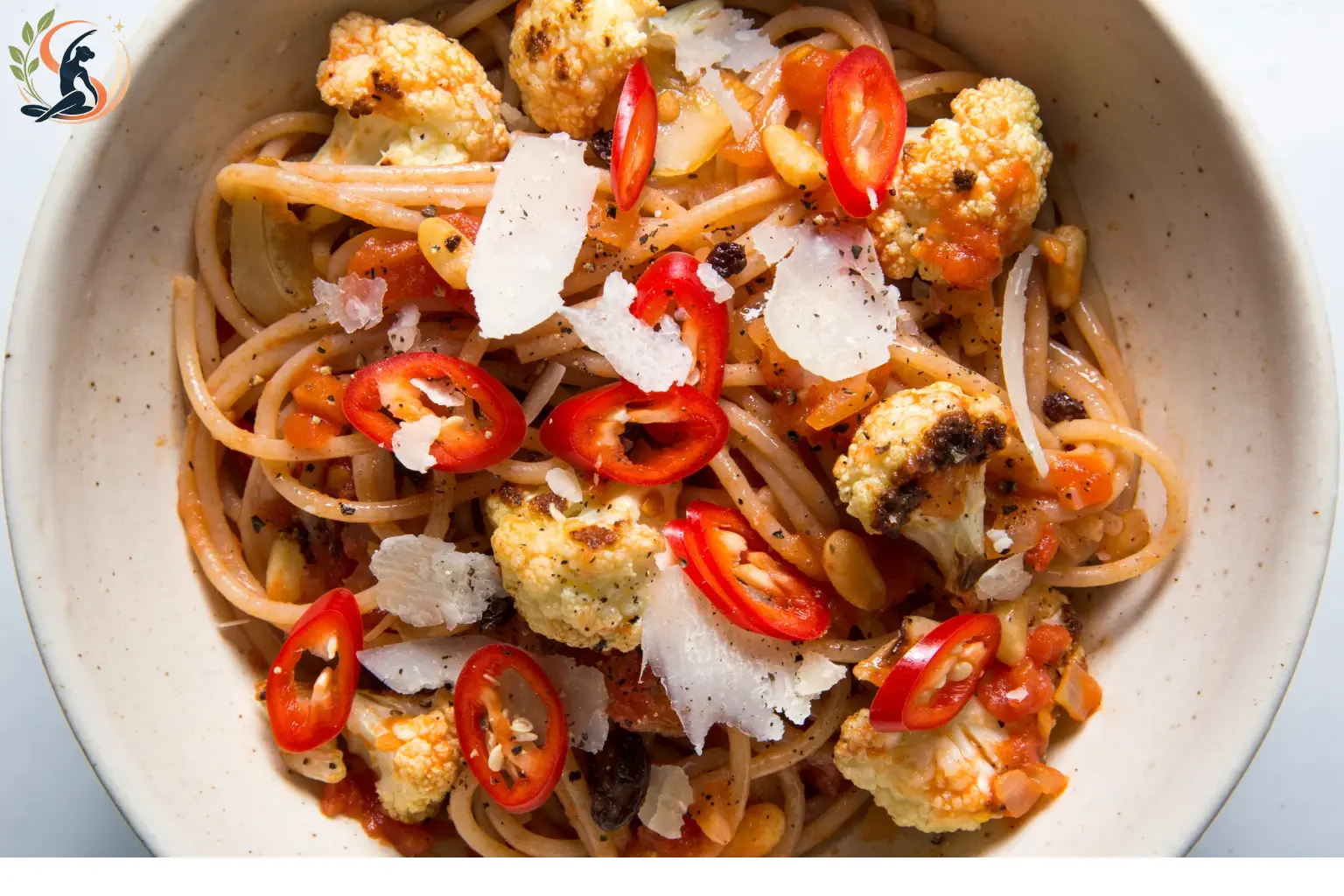 Healthy pasta formula with whole wheat pasta, lean protein, vegetables and light sauce