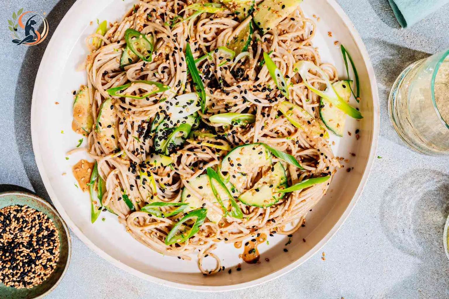 sesame soba noodle salad with cabbage edamame snap peas and carrots