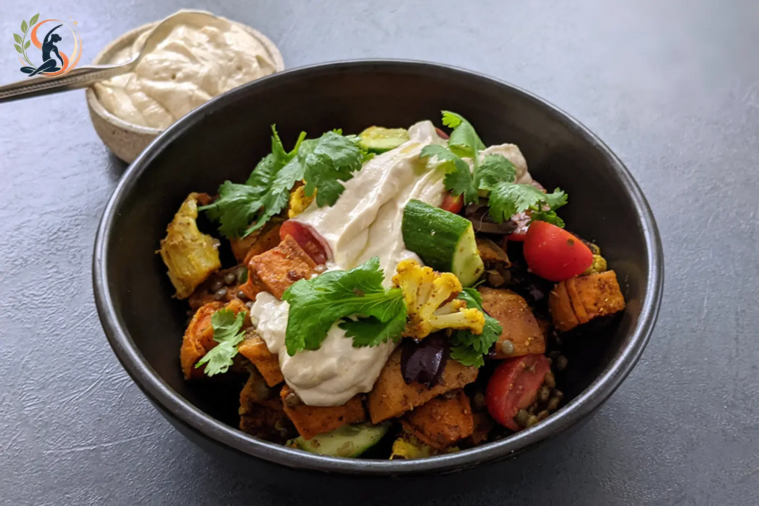sweet potato and arugula salad with pepitas and tahini dressing