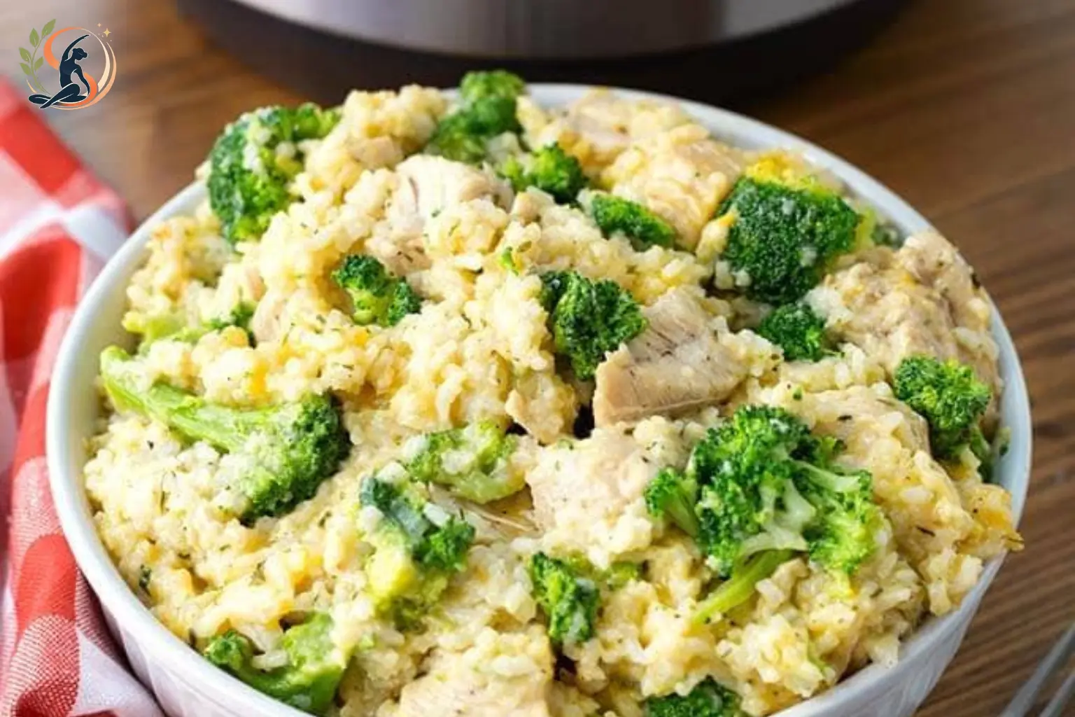 Instant Pot chicken broccoli rice with melted cheese