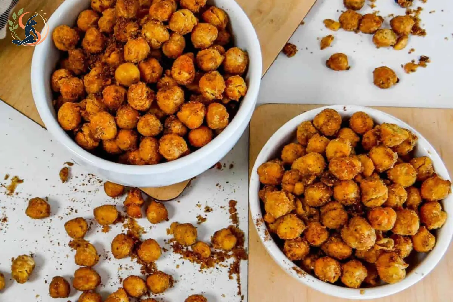 crispy air fryer chickpeas seasoned with smoked paprika cumin and garlic