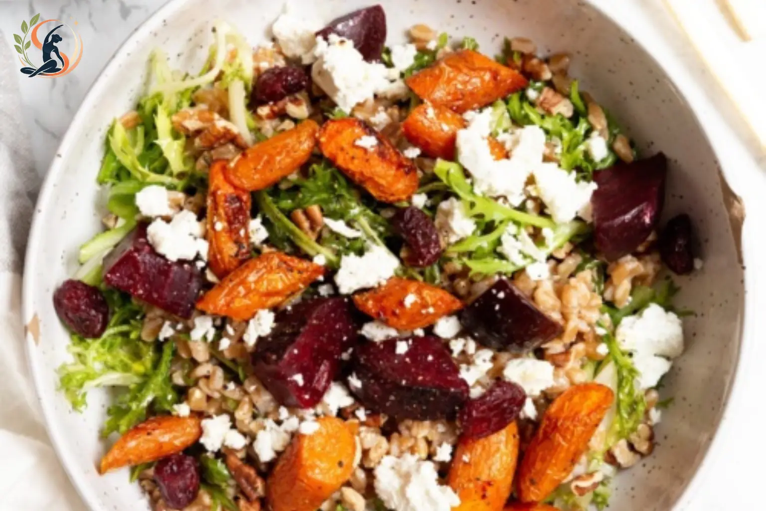 sheet pan farro with roasted vegetables feta fresh herbs and vinaigrette